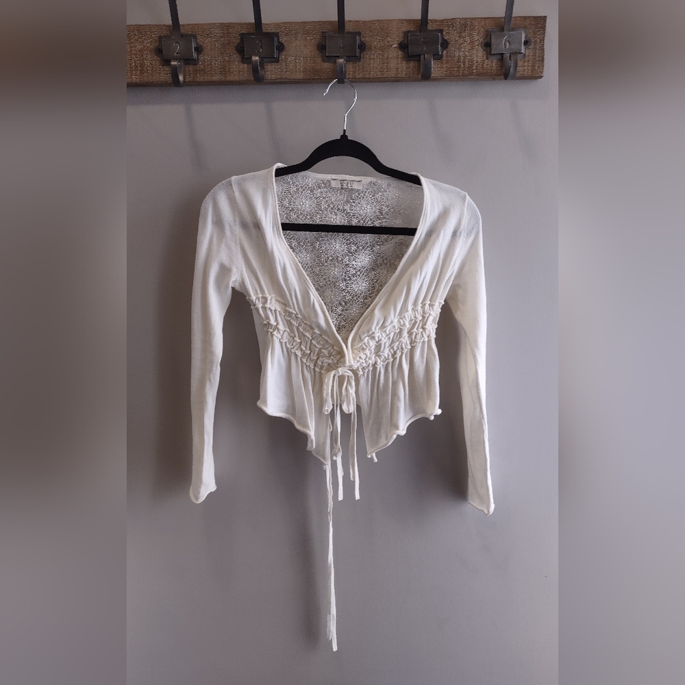 Guess Cream Tie-Front Sweater